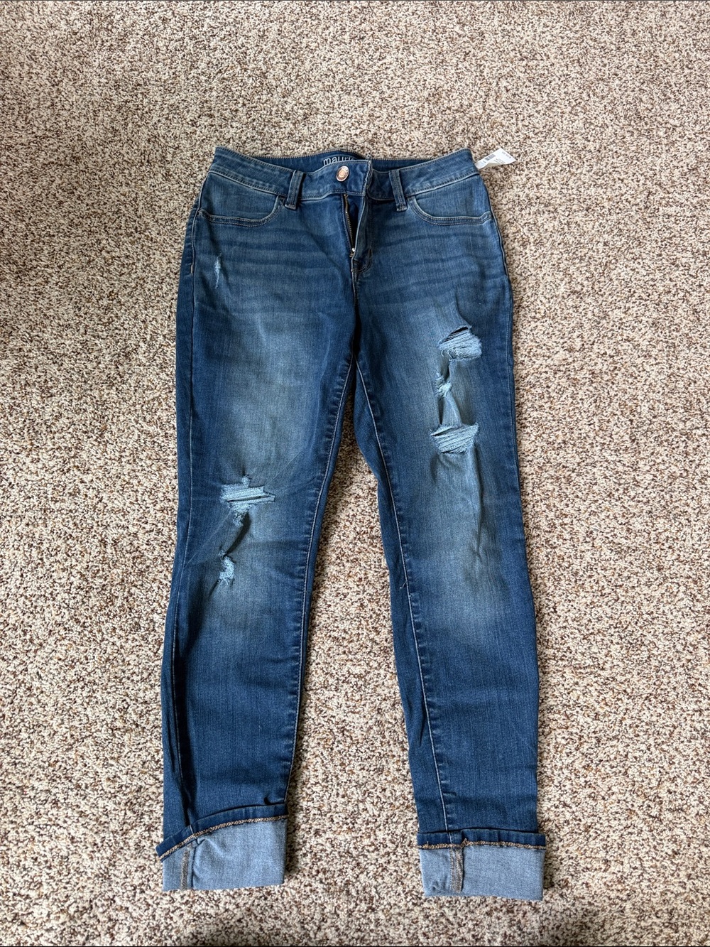 Maurices Distressed Boyfriend Jeans - Medium Blue
